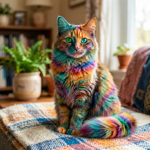 Vibrant Multicolored Cat | Eye-Catching Feline Beauty