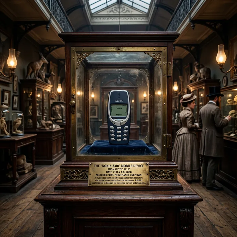 Antique Nokia 3310 in 19th Century Museum Exhibit