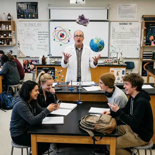 Interactive Science Teacher Demonstrating Models to Students
