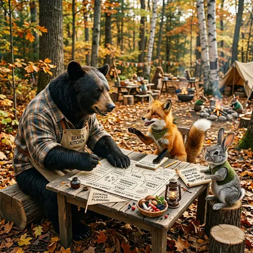 Cooking Competition Plans with Rabbit, Fox, and Bear