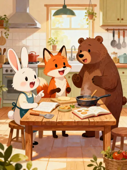 Cooking Competition Plans with Rabbit, Fox, and Bear