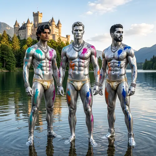 Captivating Male Models in Silver Marble Sculpture