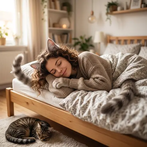 Woman Transformation into Cat | Happy Feline Scene