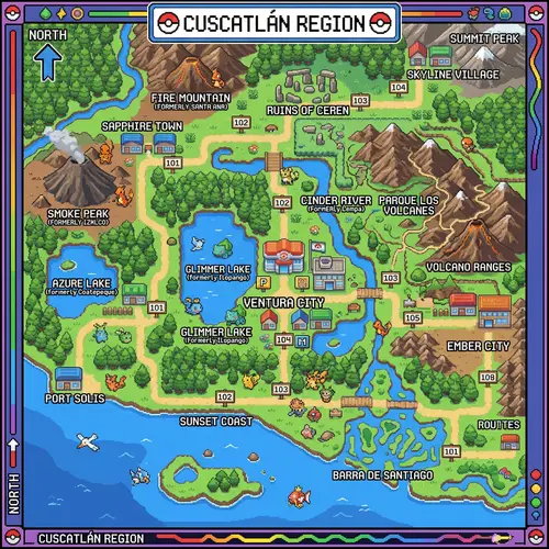 Pokémon-inspired Map of El Salvador | Explore Country's Landmarks