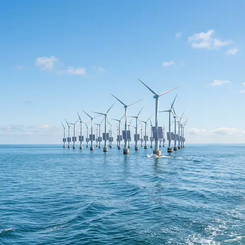 Tranquil Seascape with Majestic Wind Turbines