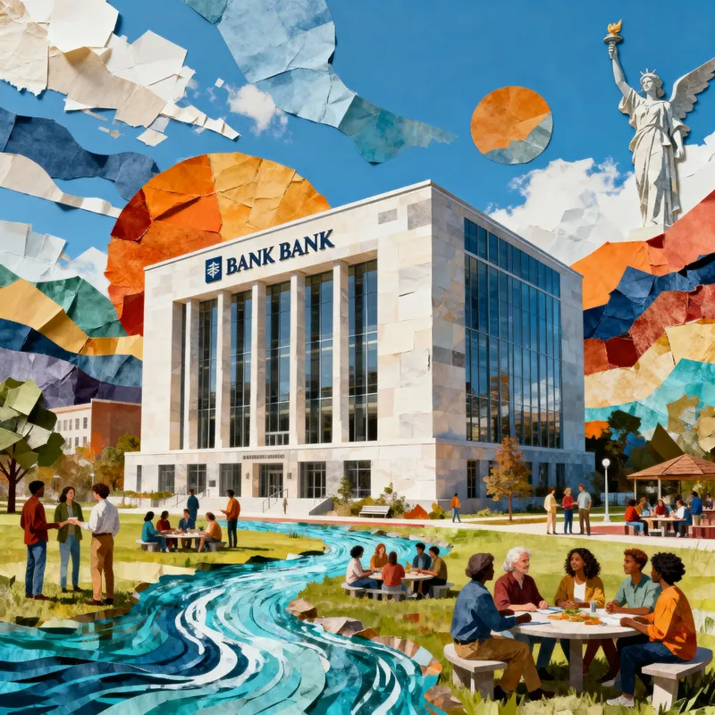 Public Freedom Collage Featuring a Central Bank