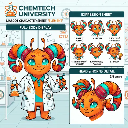 Endearing Alien Mascot for Chemical Technology College | Colorful Design