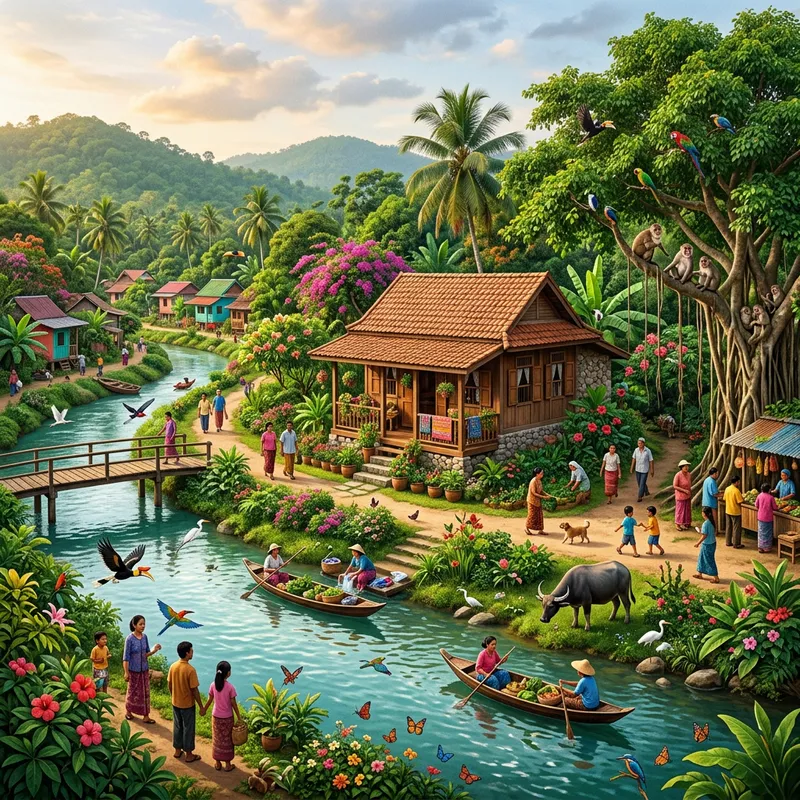 Serene Bungalow in Lush Village - Rich Community Biodiversity