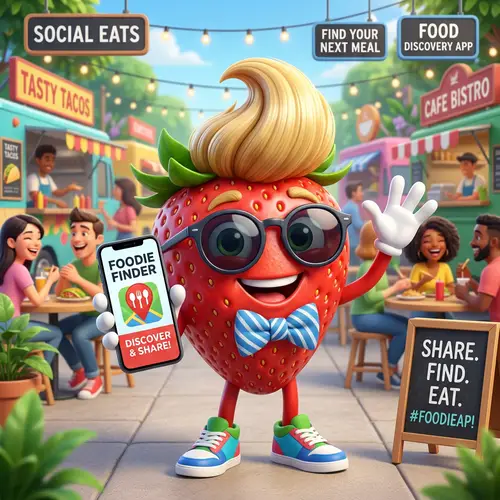Strawberry Mascot for Food Discovery App