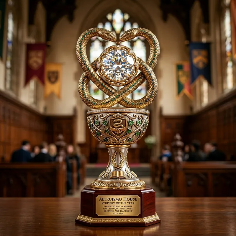 Altruismo House Student of the Year Trophy: Snakes, Diamond & House Elements