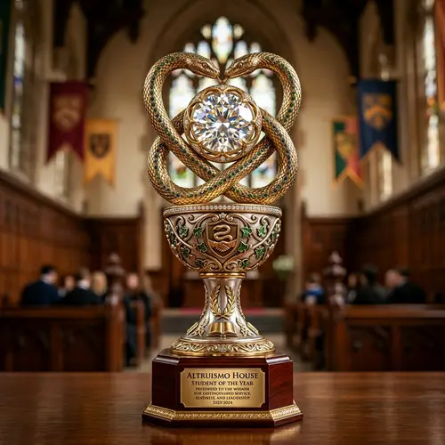 Altruismo House Student of the Year Trophy with Snake & Diamond