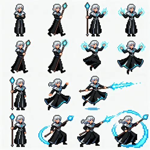 Pixel Art Mage Sprite Sheet for Game Development