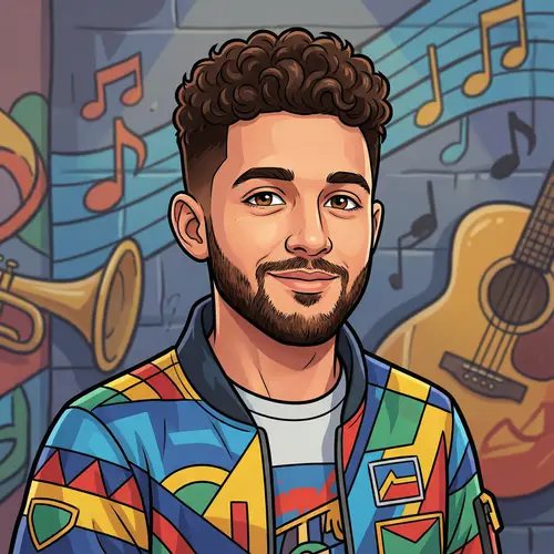 Stylized Illustrated Portrait of a Young Music Artist
