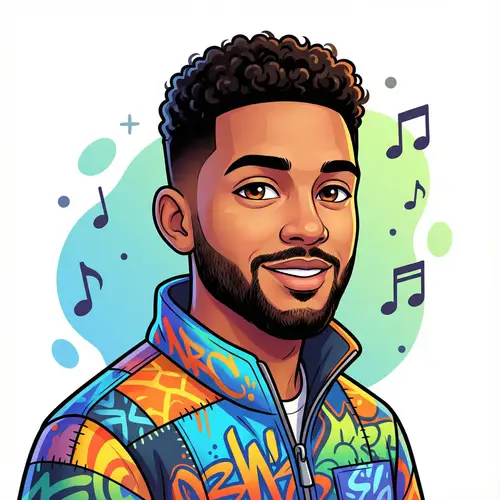 Stylized Illustrated Portrait of a Young Music Artist