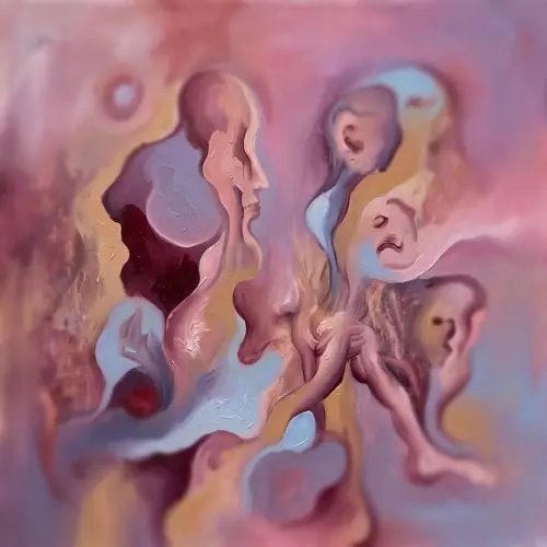 Surrealist Pink and Purple Abstract Background with Soft Transitions and Textures