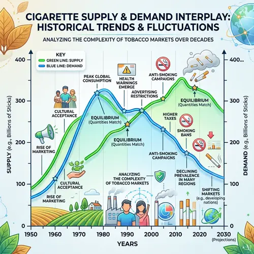 Supply and Demand Graph for Cigarettes Over Various Years