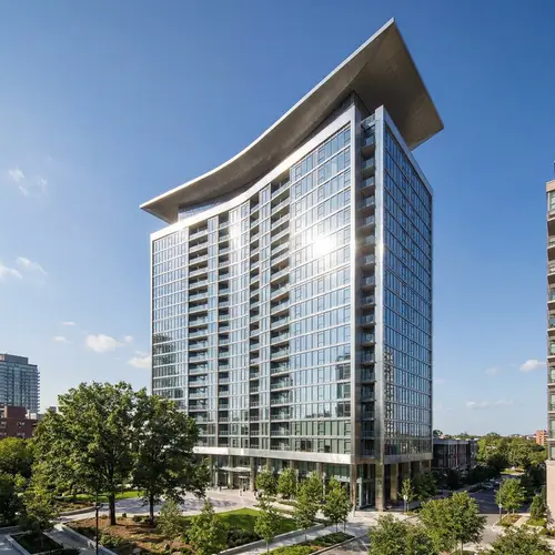 Highrise Modern Condominium with Sweeping Roof Design