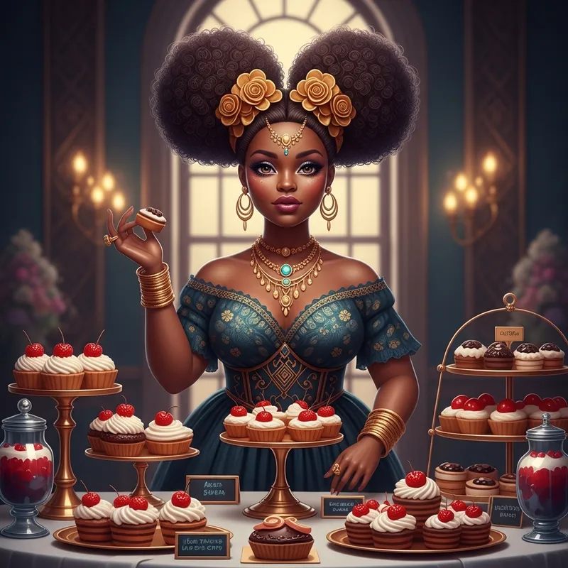 Elegant African American Doll with Sweet Treats