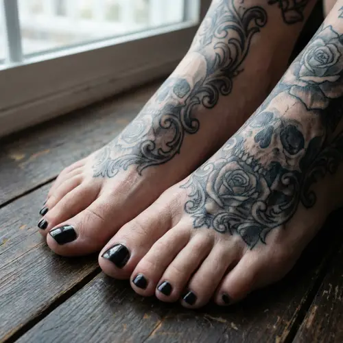 Ultra-Realistic Gothic Tattooed Women's Feet