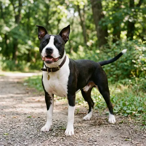 Confident and Playful Black and White Pitbull