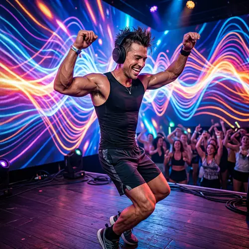 Vibrant 4k Dance Experience with Cool Headphones