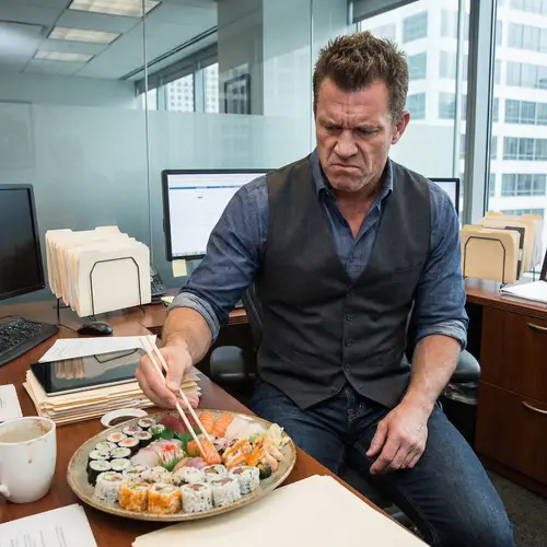Corporate Office Sushi Session with Intimidating Male