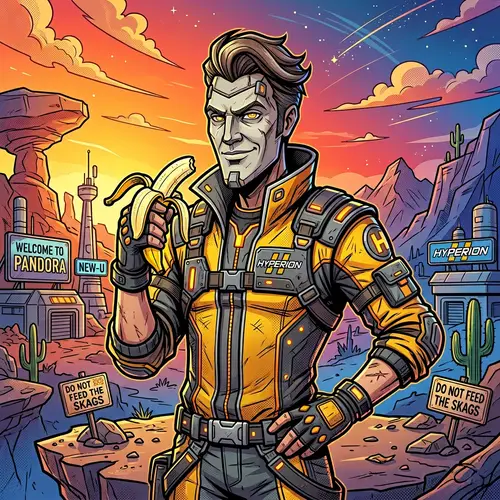 Handsome Jack eating banana illustration | Borderlands fan art