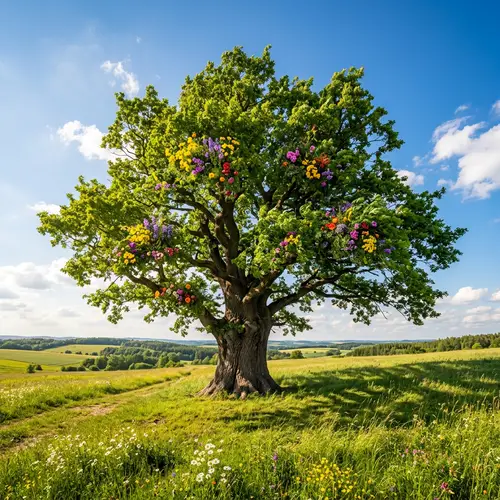 Majestic Tree in Lush Field | Tranquil Nature Scene
