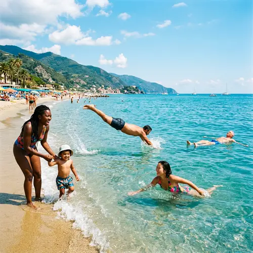 Swimming in Turquoise Sea - Diverse Group Enjoys Ocean Swim