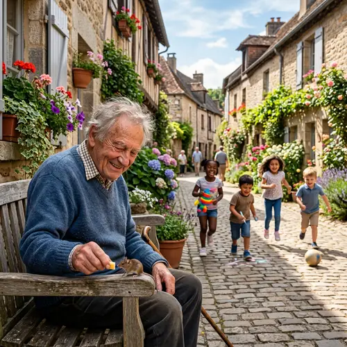 Heartwarming Scene of Unity and Kindness in Village | Elderly Man and Mouse Cartoon