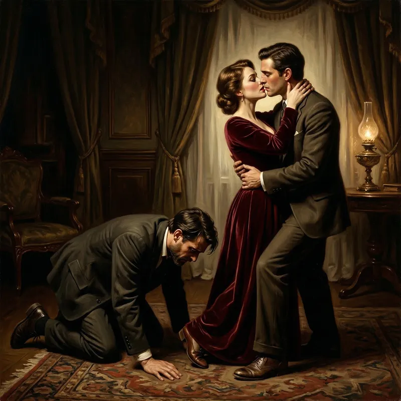 Chiaroscuro Love: A Scene of Betrayal and Passion