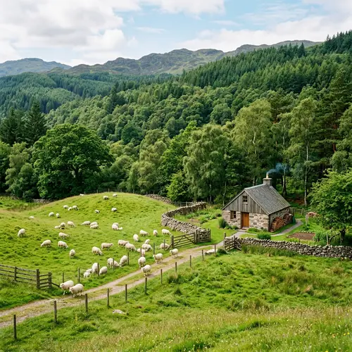 Explore a Serene Green Forest with Sheep Pasture