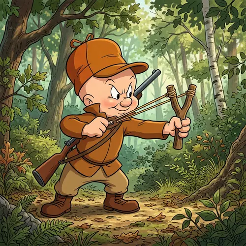 Elmer Fudd with Slingshot - Classic Cartoon Icon