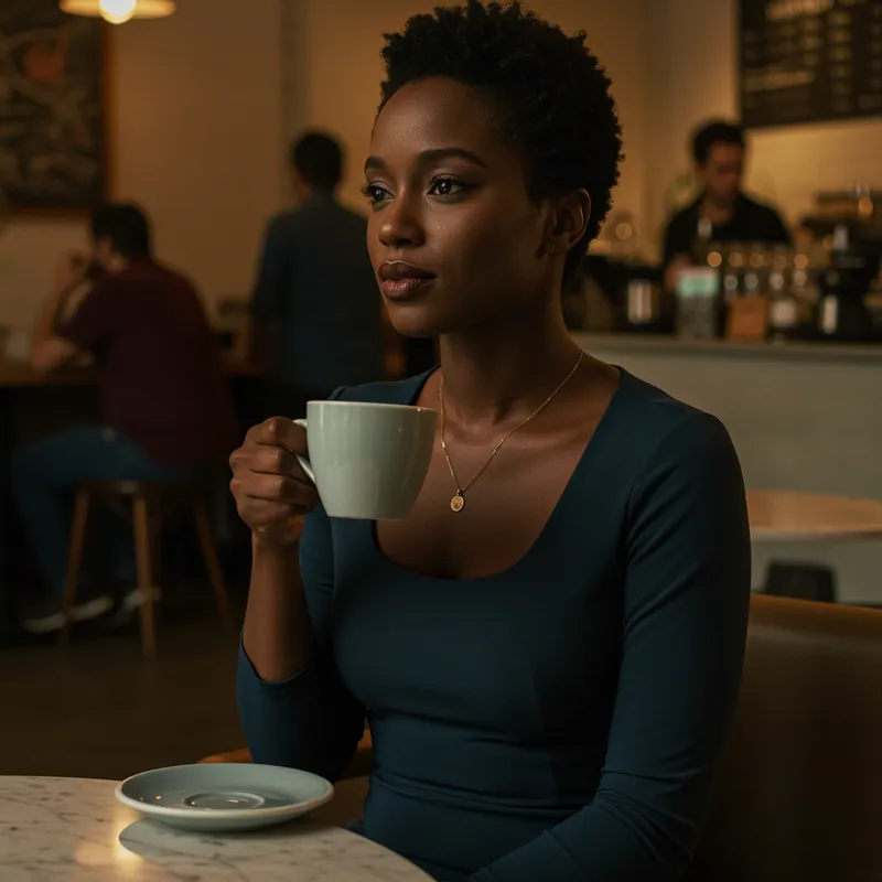 Black Woman Enjoying a Cup of Coffee