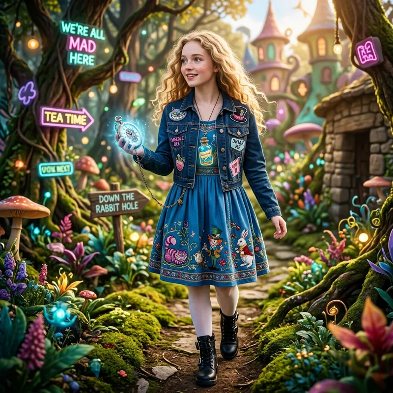 Alice Evergreen: Modern Wonderland Explorer | Curious Aura & Magical Accessories
