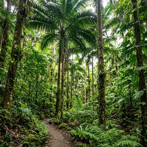 Tropical Rainforest with Palm Trees - Natural Beauty