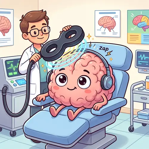 Cartoon Brain with Transcranial Magnetic Stimulation