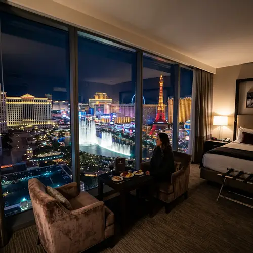 Stunning Las Vegas Hotel Room Night View