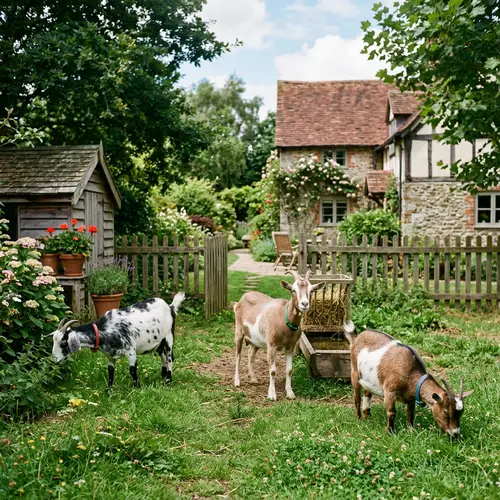 Home Yard Goats: A Quaint Countryside Scene