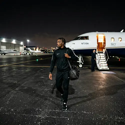 Animated Scene of a Man Walking to a Jet