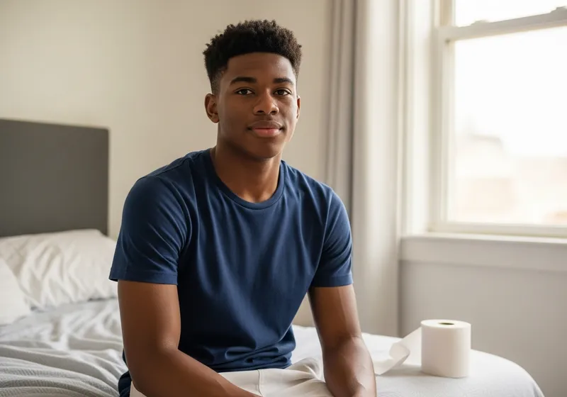 Young Muscular Boy in Bedroom Scene
