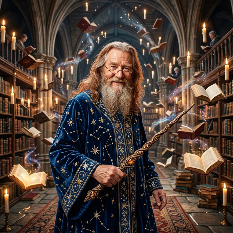 Albus Dumbledore in Full-Length Stars Robe