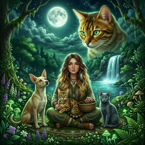 Enchanting Encounter with Cats and a Shaman by the River