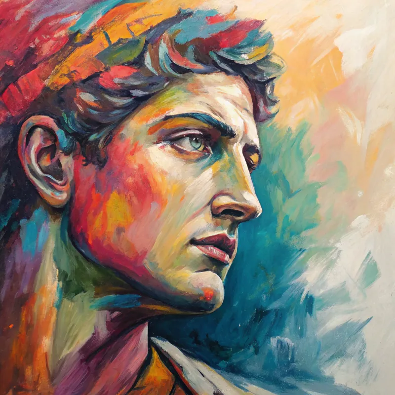 Vibrant Abstract Oil Painting of Ancients Vibrant Abstract Oil Painting of Ancients