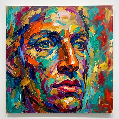 Vibrant Abstract Oil Painting of Ancients