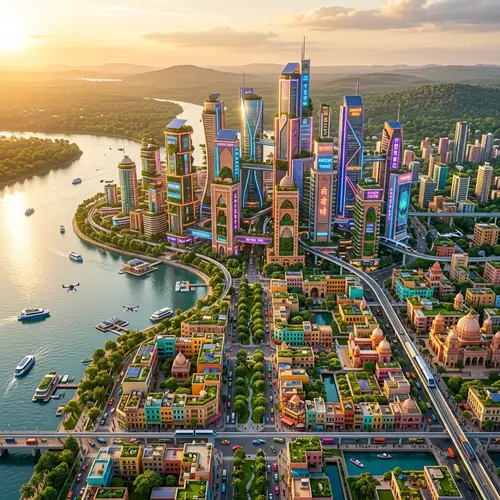Futuristic Smart City in India | Lush Greenery & Modern Architecture