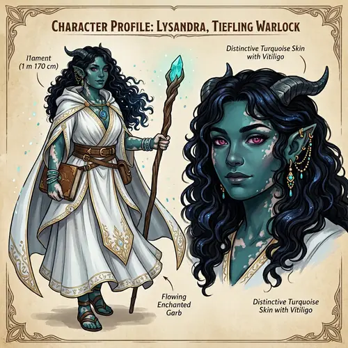 Mystical Female Tiefling Character Illustration