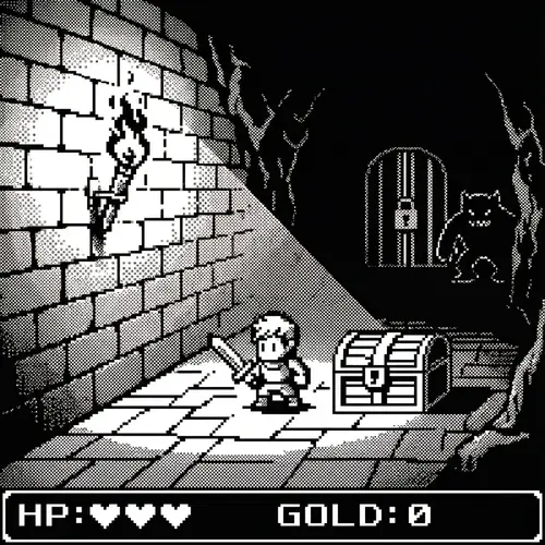 Black and White Dungeon Pixel Art for RPG Games