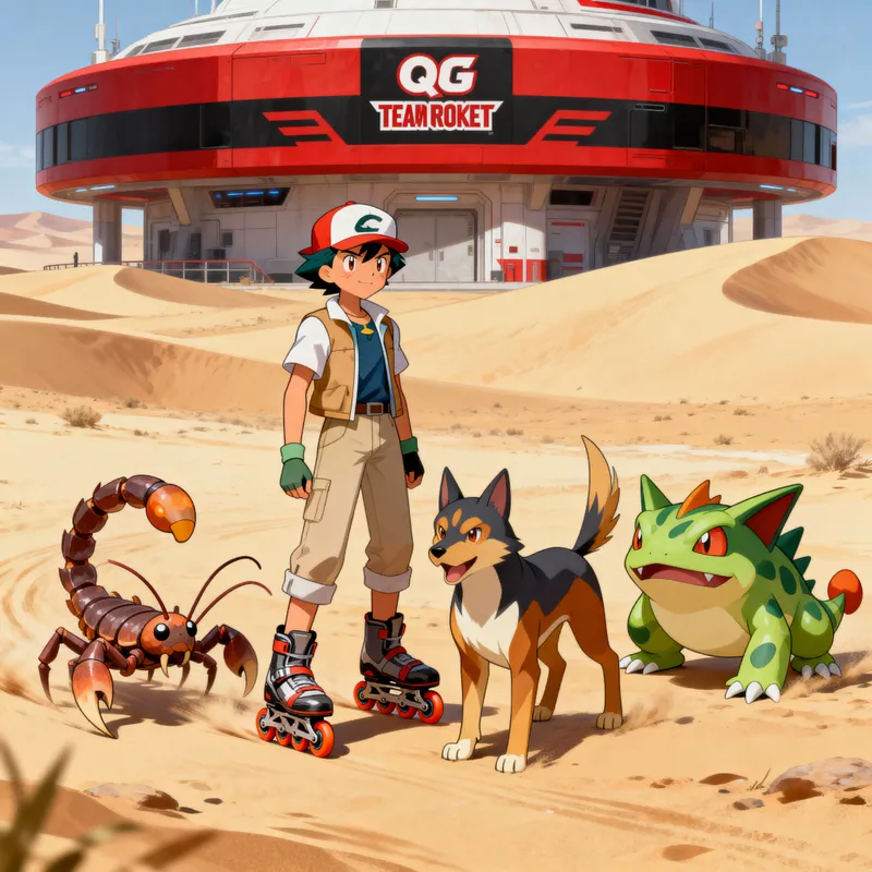 Pokemon Trainer Rolling in the Desert