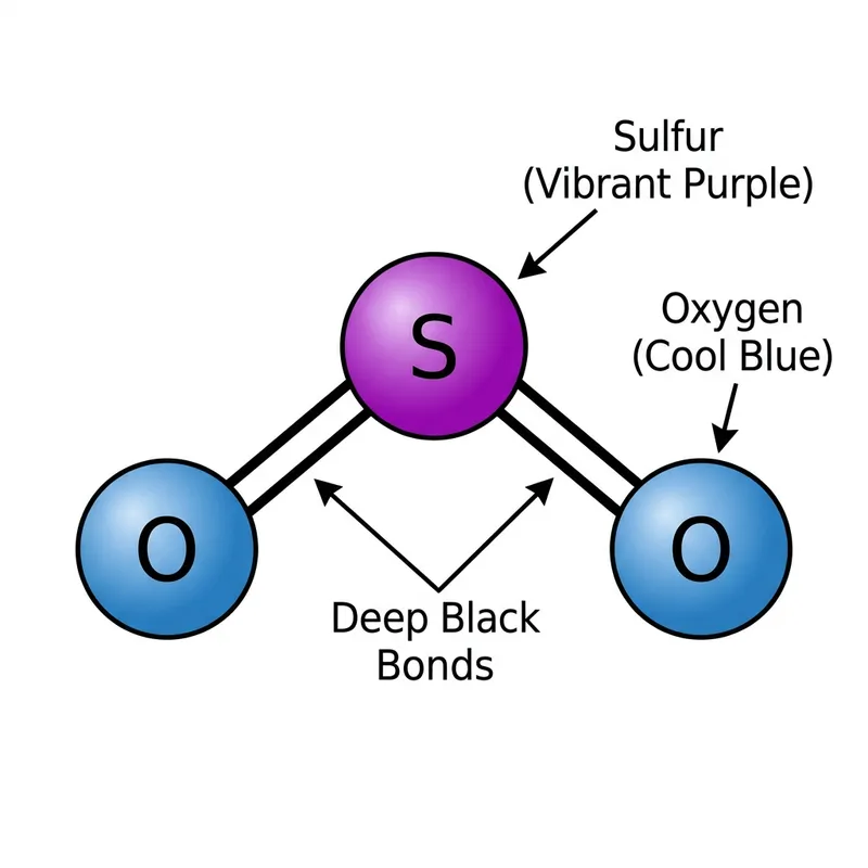 Sulfur Dioxide Molecular Structure: Color-Coded Illustration